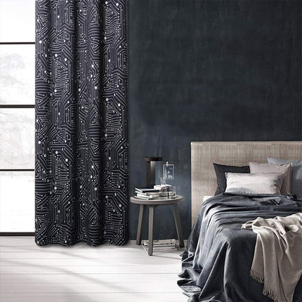 Cortina juvenil con estampado circuito