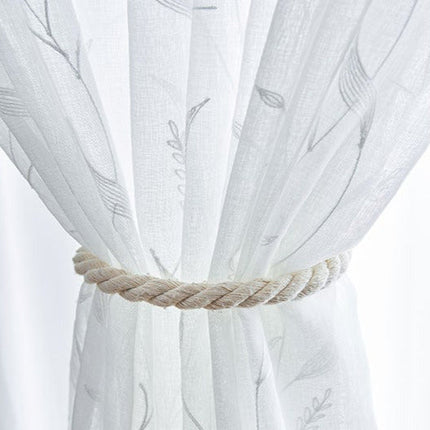 Visillo efecto lino con estampado vegetal