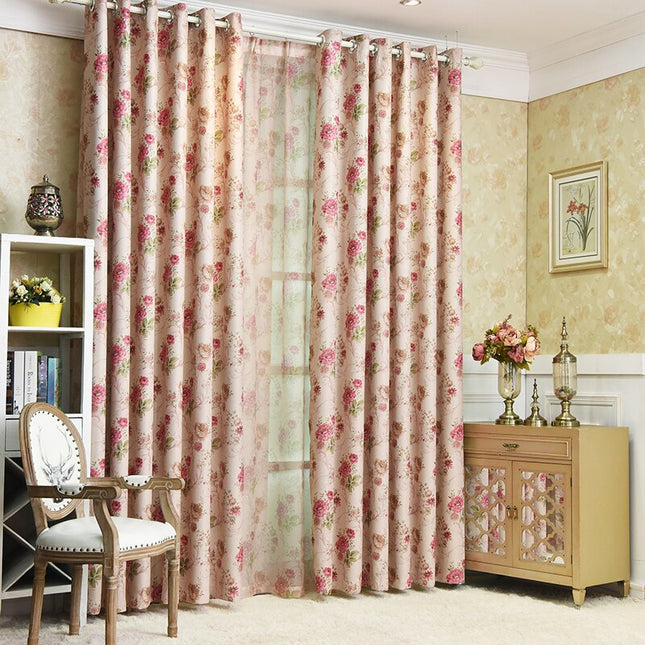 Cortina opaca con estampado floral romántico