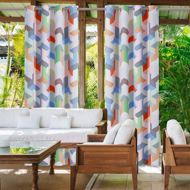 Cortina de exterior con estampado geométrico