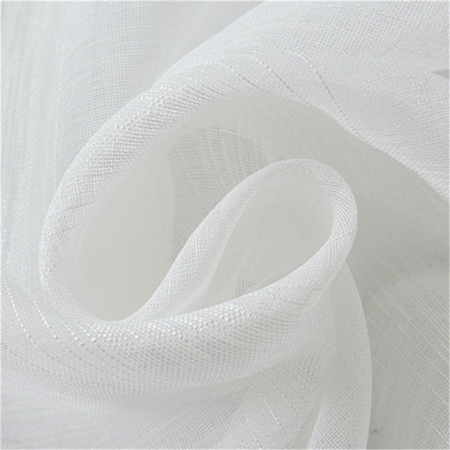 Visillo blanco con sutil trama cuadros