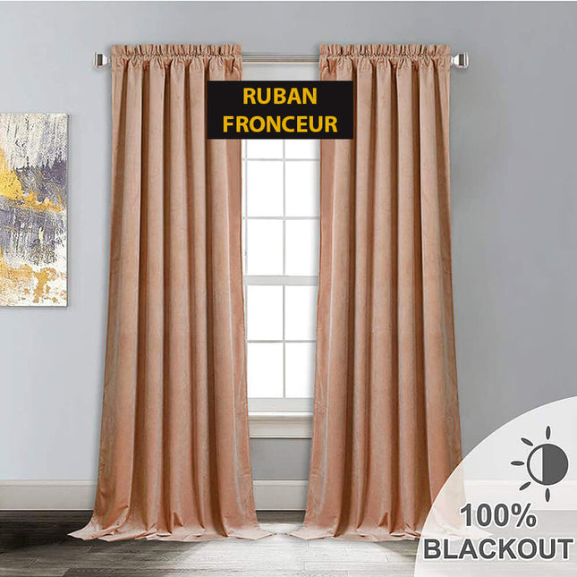 Cortina opaca de terciopelo beige