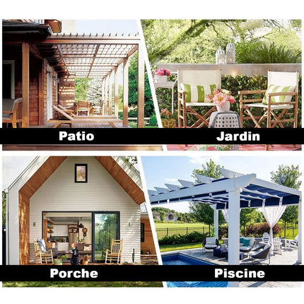 Cortina para pérgola exterior con trabillas