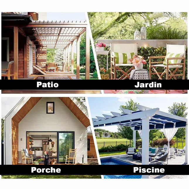 Cortina exterior impermeable con trabillas