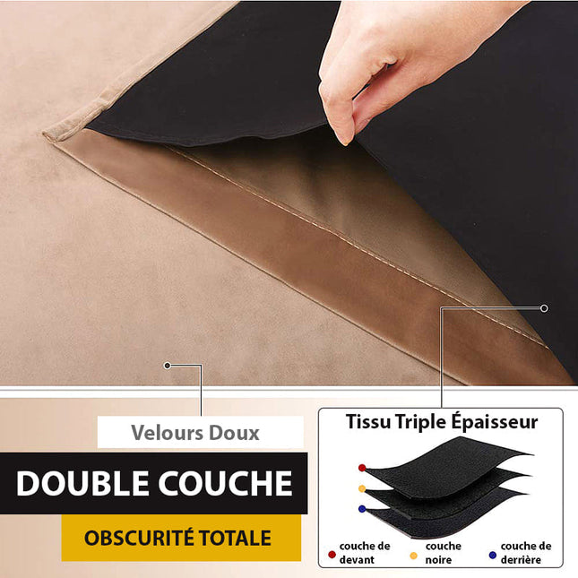 Cortina opaca de terciopelo beige