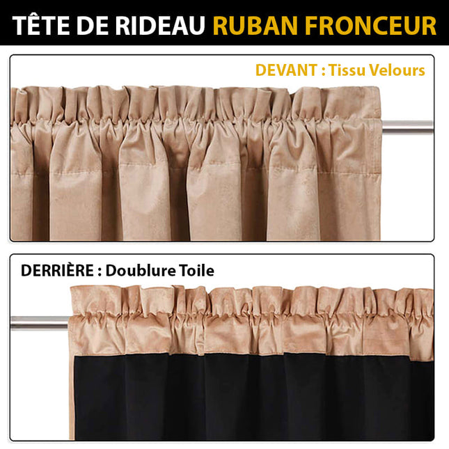 Cortina opaca de terciopelo beige