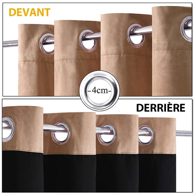 Cortina opaca de terciopelo beige