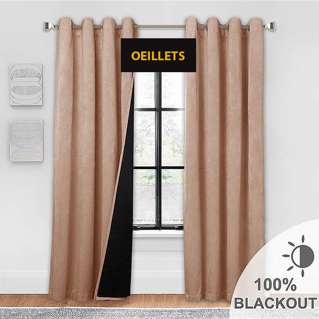 Cortina opaca de terciopelo beige