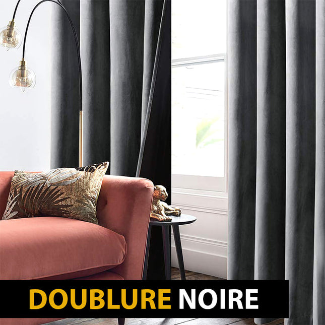 Cortina Térmica de Terciopelo Gris