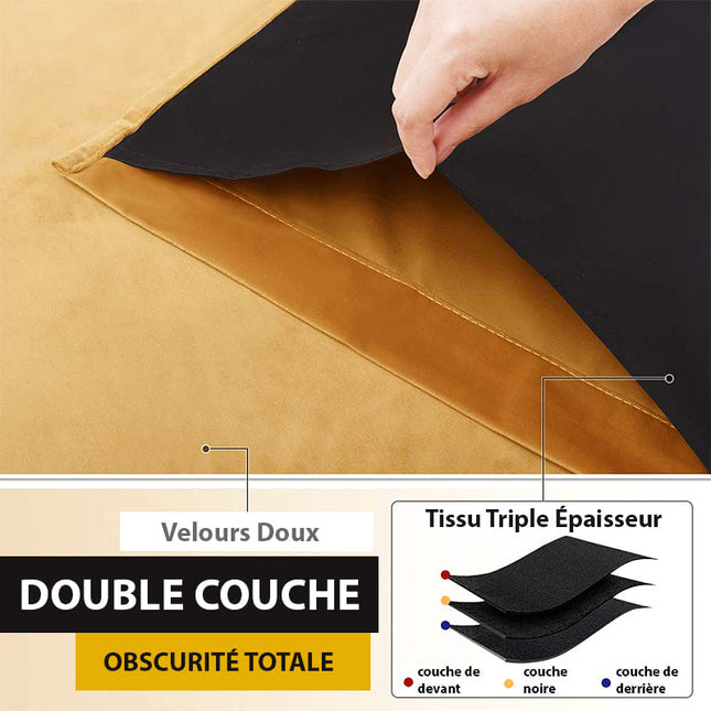 Cortina Opaca de Terciopelo Amarillo Mostaza