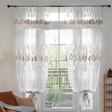 Visillo Translúcido con Hojas Café