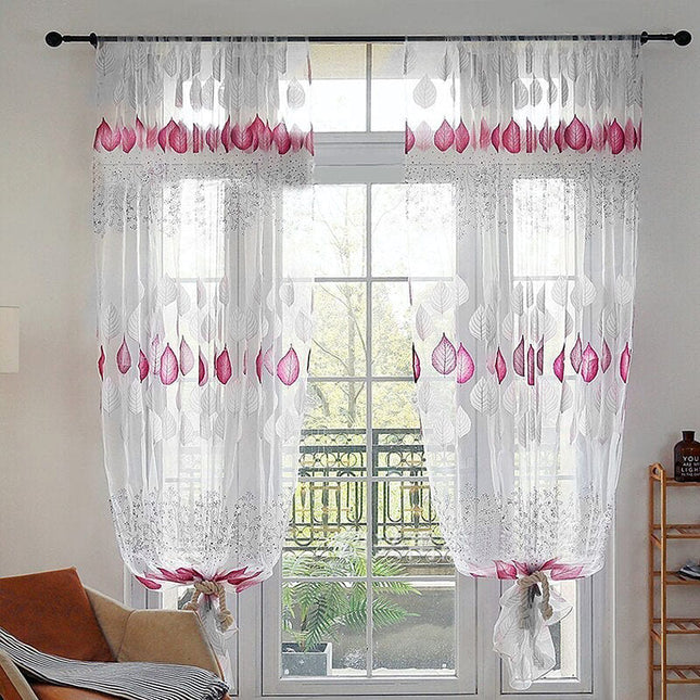 Visillo con hojas estampadas gris violeta
