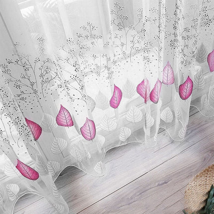 Visillo con hojas estampadas gris violeta