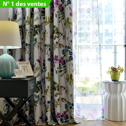 Cortina opaca con estampado floral acuarela