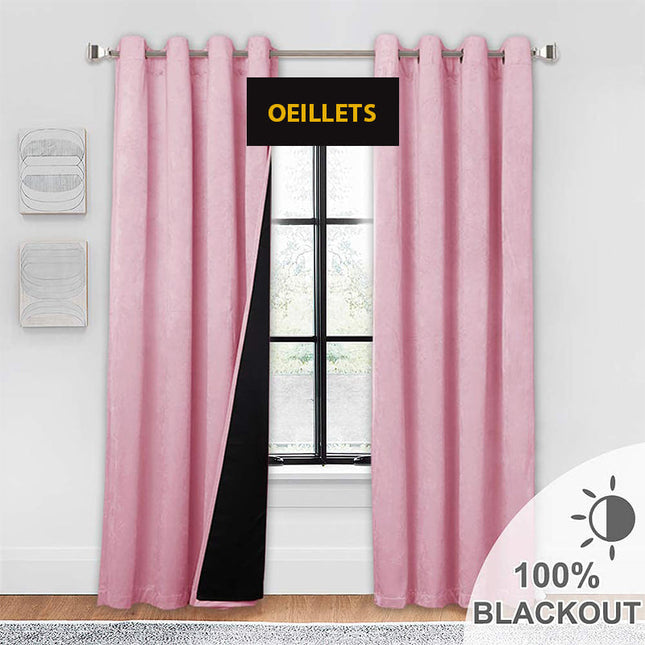 Cortina Térmica Terciopelo Rosa Palo