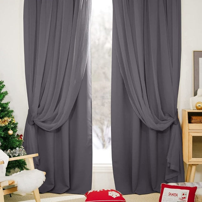 Cortina opaca doble con visillo integrado