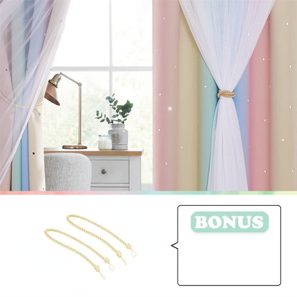 Cortina infantil de arcoíris con estrellas.