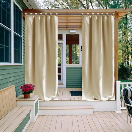 Cortina para pérgola con presillas beige