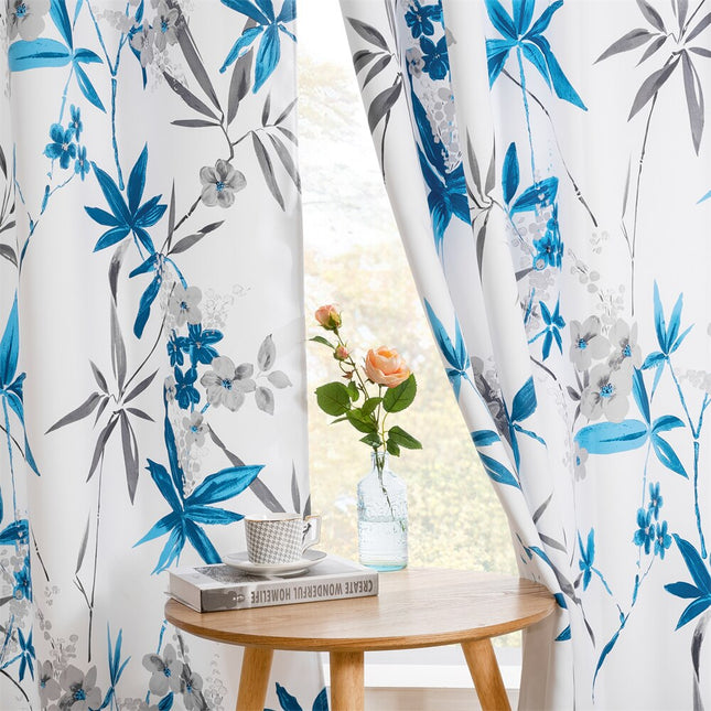 Cortina con estampado de bambú floral