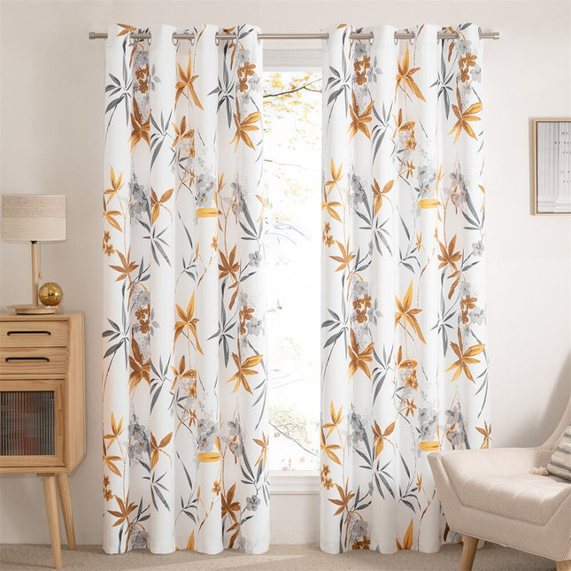 Cortina con estampado de bambú floral
