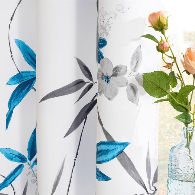Cortina con estampado de bambú floral