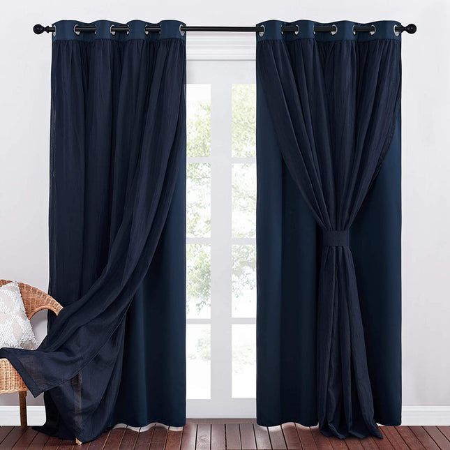 Cortina opaca doble con visillo integrado