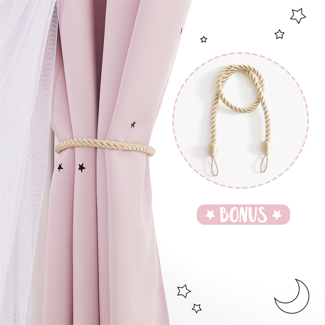 Cortina infantil rosa con doble visillo