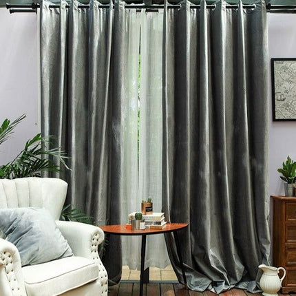 Cortina opaca gris con efecto satinado