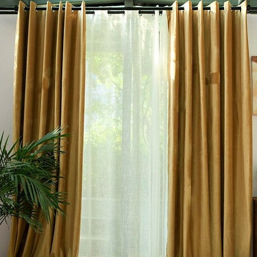 Cortina Opaca Satinada Color Ocre