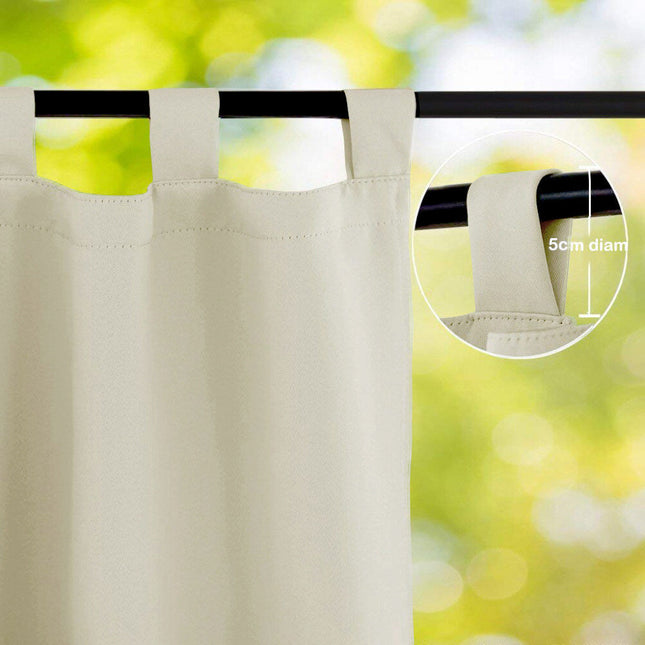 Cortina de exterior impermeable color crema