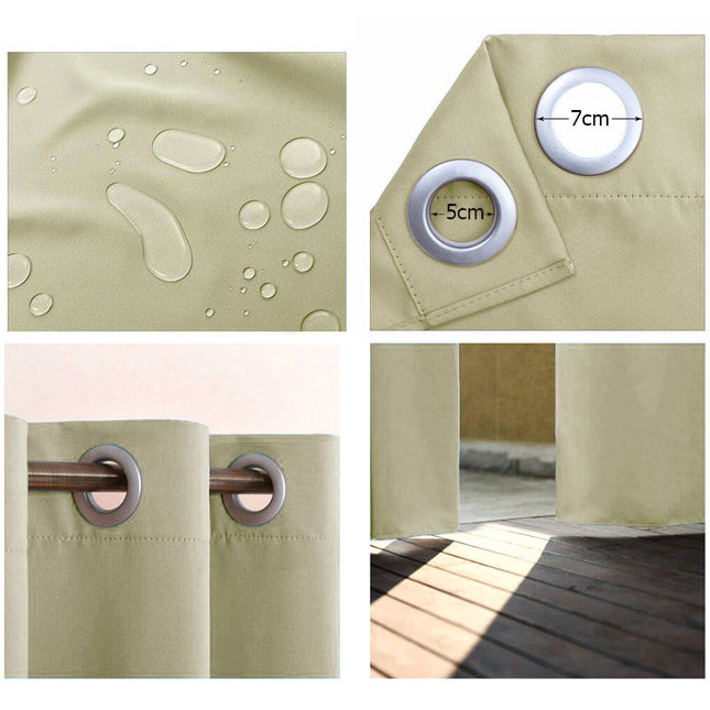 Cortina de exterior impermeable color crema