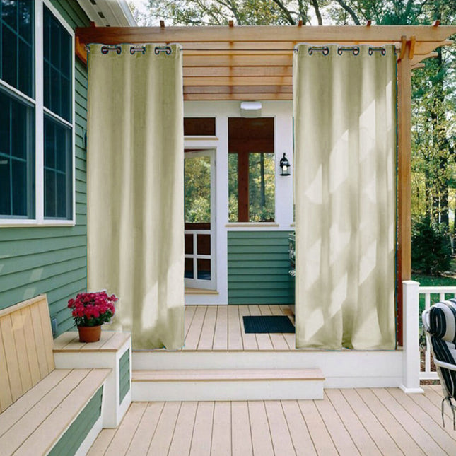 Cortina de exterior impermeable color crema