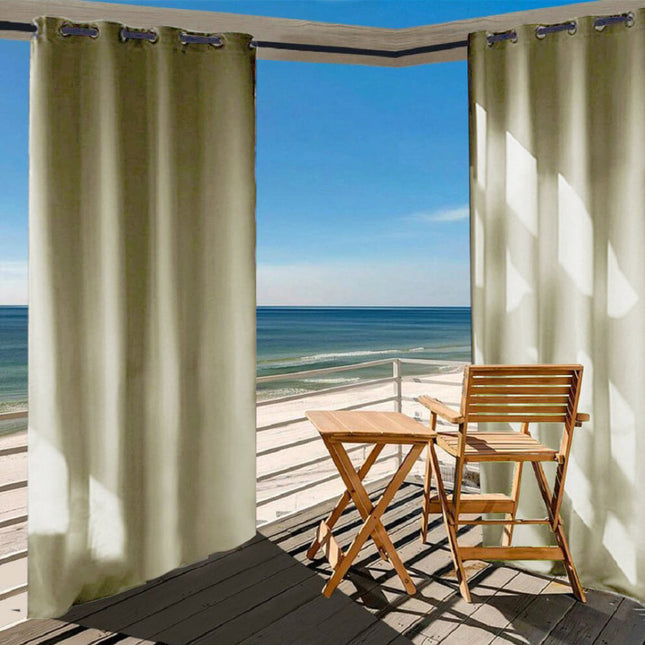 Cortina de exterior impermeable color crema