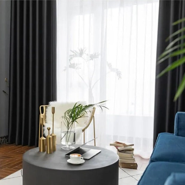Cortina negra opaca para sala moderna