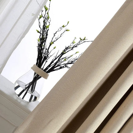 Cortina opaca lisa beige para salón