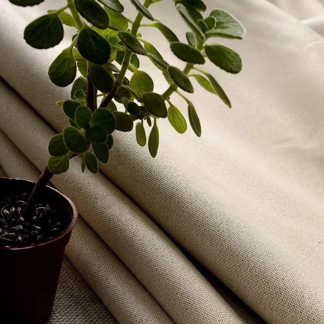 Cortina opaca lisa beige para salón