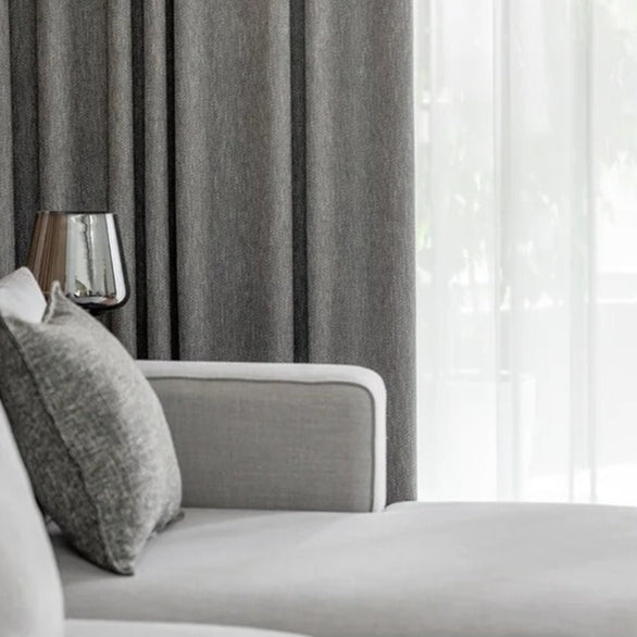 Cortina Opaca Gris Oscuro Tejido Espiga