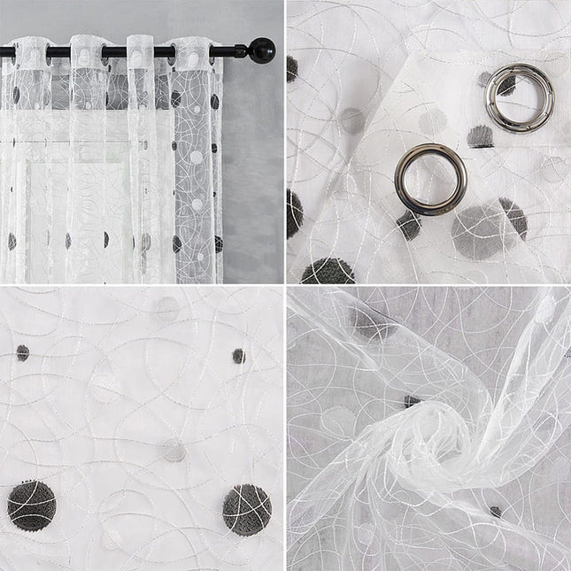 Visillo blanco bordado con lunares