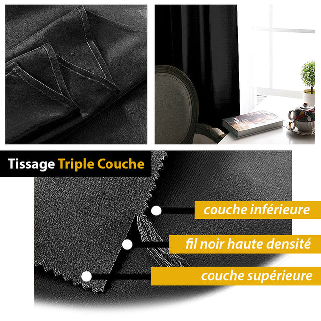 Cortina Opaca Negra Elegante Fruncida