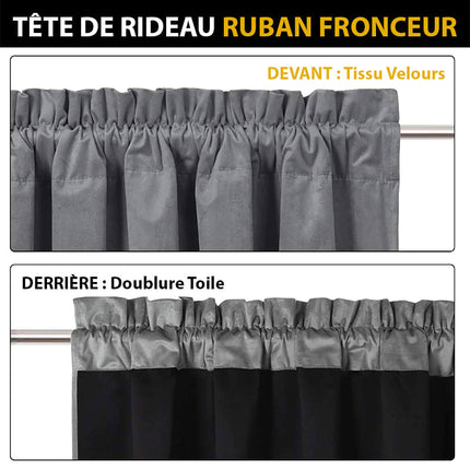 Cortina Térmica de Terciopelo Gris