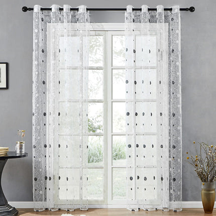 Visillo blanco bordado con lunares