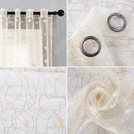 Visillo beige bordado con ramas