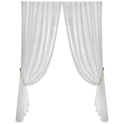 Visillo blanco con patrón de espiga