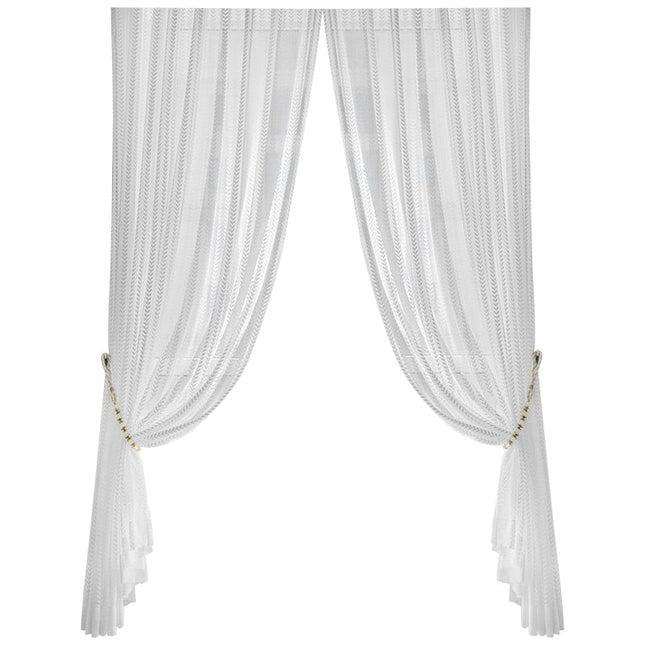 Visillo blanco con patrón de espiga