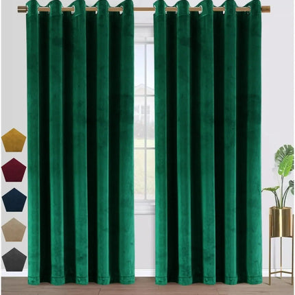 Cortina de Terciopelo Verde Esmeralda Opaca