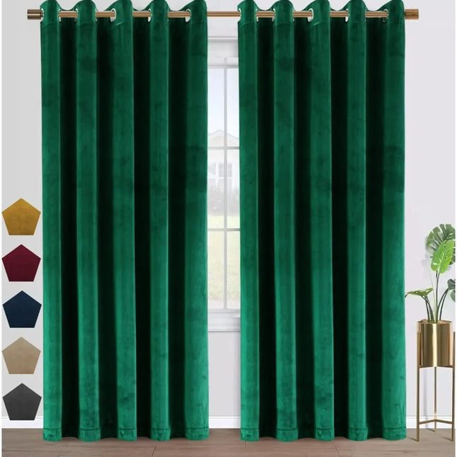 Cortina de Terciopelo Verde Esmeralda Opaca