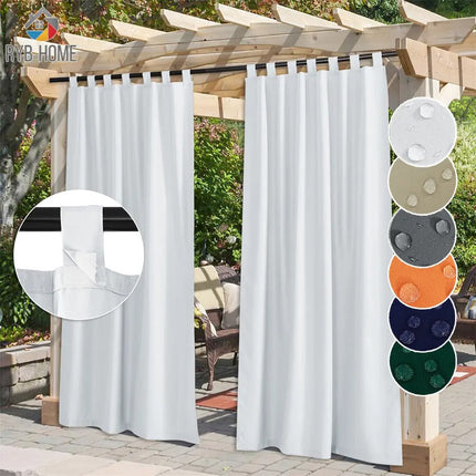 Cortina para pérgola exterior con trabillas
