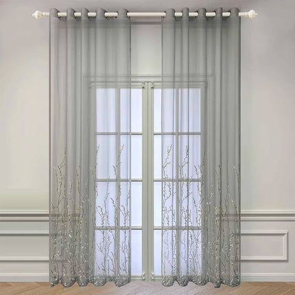 Visillo bordado con ramas de árbol