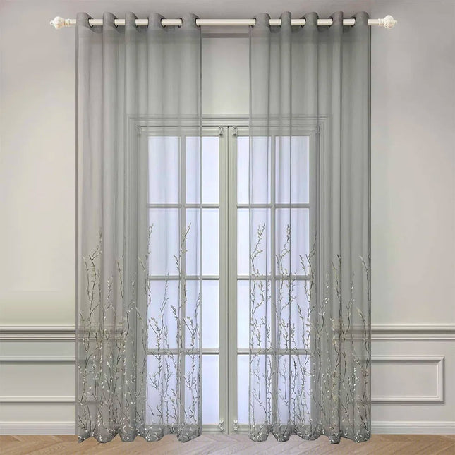 Visillo bordado con ramas de árbol