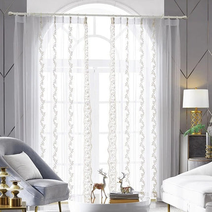 Visillo romántico bordado con perlas